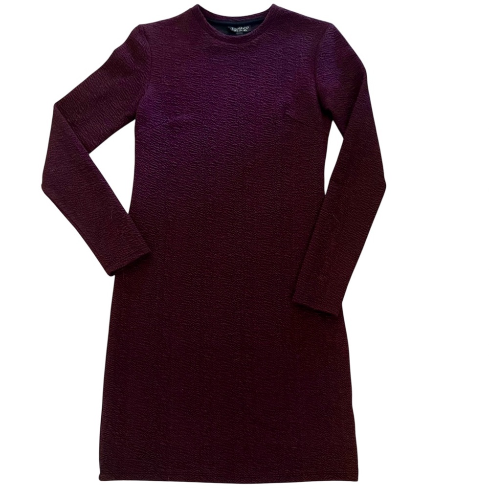 TopShop purple textured firm fitting long sleeved dress